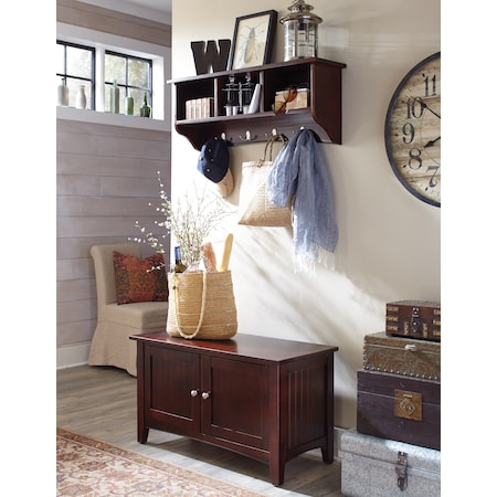 Alaterre Furniture Shaker Cottage Storage Coat Hook with Cabinet Bench Set, Espresso ASCA0405P0